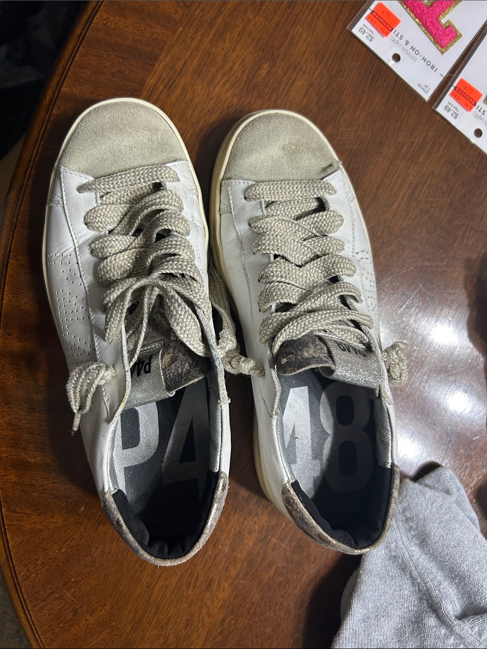 P448 White and Gray Low-Top Sneakers